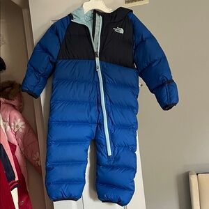 The North Face Navy and Light Blue Snowsuit